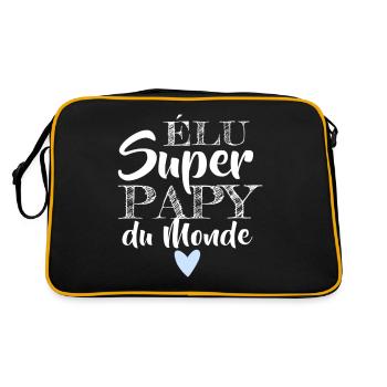 T shirt papy super papy du monde humour cadeau - Sac Retro - noir/or - Dos