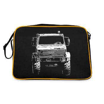 Unimog , Nutzfahrzeug, Lkw, Unimog 406, Traktor - Retro Tasche - Schwarz/Gold - Hinten