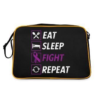 Essen Schlaf Kampf wiederholen lila Band Epilepsie - Retro Tasche - Schwarz/Gold - Hinten