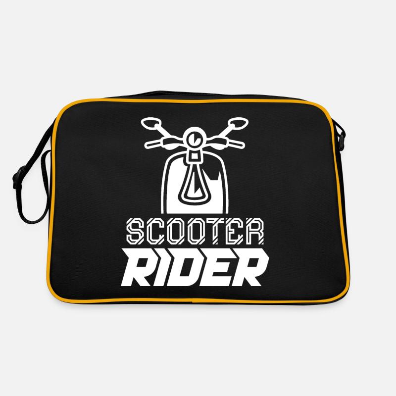 Rollerfahrer Fahren Motorroller Roller Moped - Retro Tasche - Schwarz/Gold