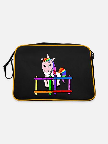 For children grim unicorn emotion feelings anger - Retro Bag - black/gold - Back