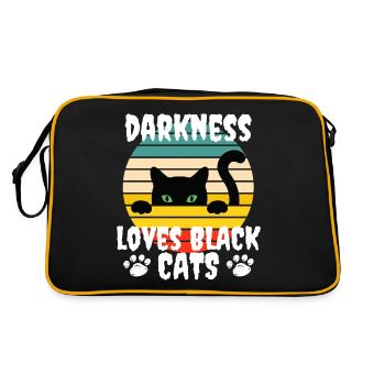 darkness loves black cats geschenk idee - Retro Tasche - Schwarz/Gold - Hinten