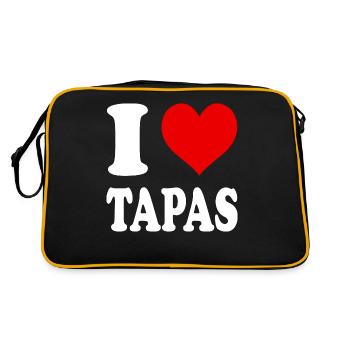 Ich liebe Tapas Herz Lustig Witzig - Retro Tasche - Schwarz/Gold - Hinten