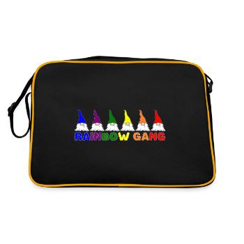 Wichtel Zwerg Regenbogen Gang lustiges Geschenk - Retro Tasche - Schwarz/Gold - Hinten