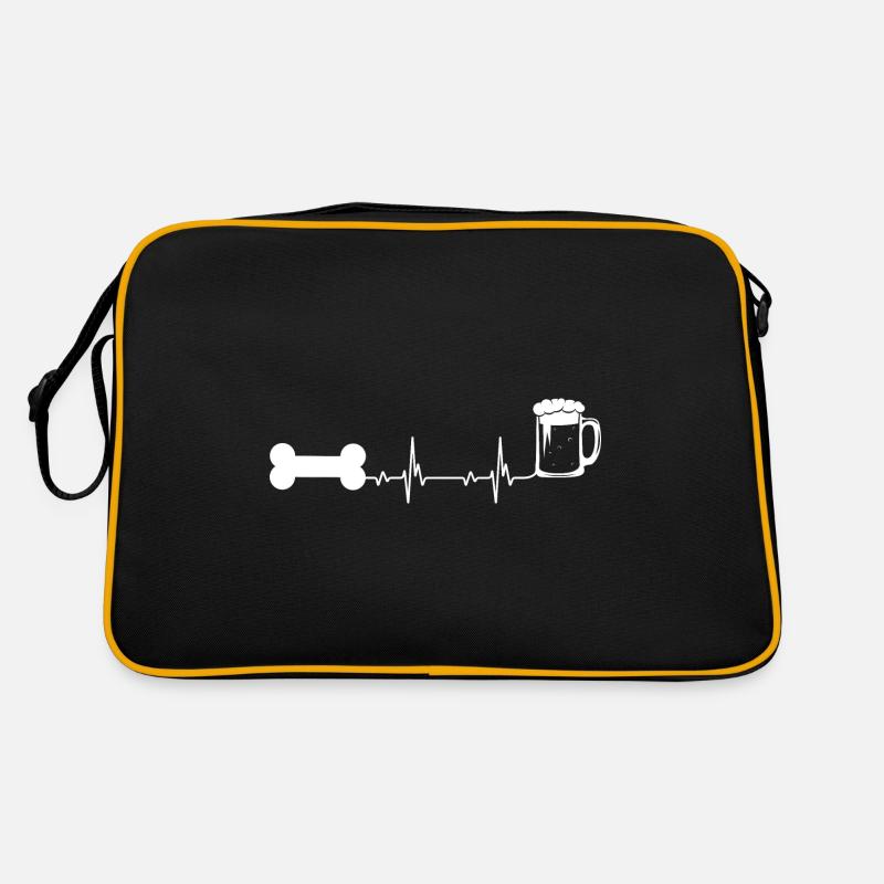 Heartbeat Bier und Hund - Retro Tasche