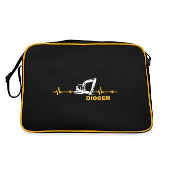 bagger baggerfahrer Baggerschaufel "Digger" - Retro Tasche - Schwarz/Gold - Hinten