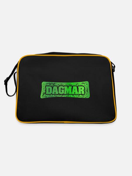 Vorname Dagmar - Retro Tasche - Schwarz/Gold - Hinten