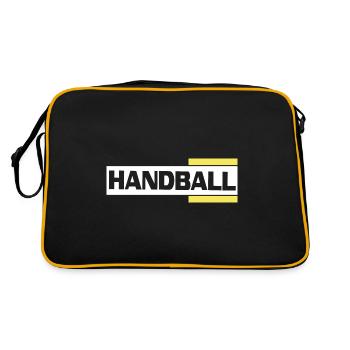 handball handballer vereinslogo - Retro Tasche - Schwarz/Gold - Hinten