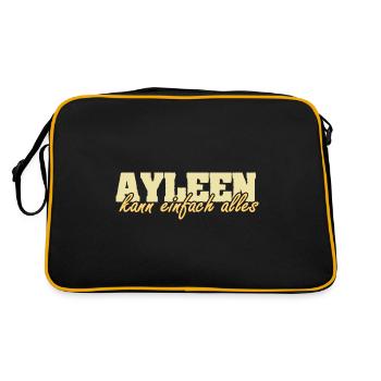 Motto Spruch Frau Vorname Ayleen - Retro Tasche - Schwarz/Gold - Hinten