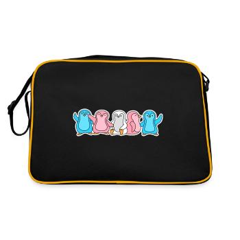 Trans flag penguin design for trans people - Retro Bag - black/gold - Back