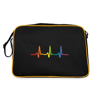 Rainbow Heartbeat, Lgbt Pride Ecg Pulse - Sac Retro - noir/or - Dos
