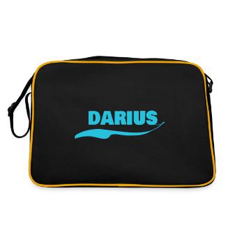 Namensschild Darius - Retro Tasche - Schwarz/Gold - Hinten