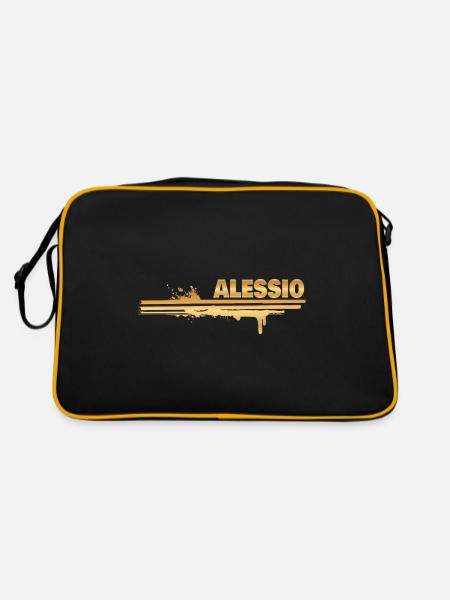 Gift for Alessio - Retro Bag - black/gold - Back