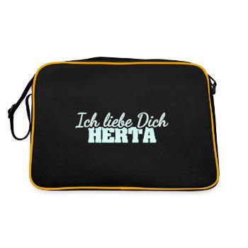 Liebesspruch Herta - Retro Tasche - Schwarz/Gold - Hinten