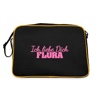 Spruch für Flora Liebe Liebesspruch - Retro Tasche - Schwarz/Gold - Hinten