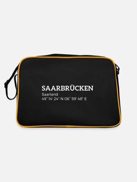 Sarrebruck les coordonnées de la Sarre - Sac Retro - noir/or - Dos