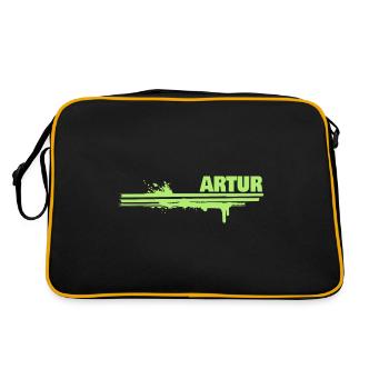 Geschenk für Artur - Retro Tasche - Schwarz/Gold - Hinten