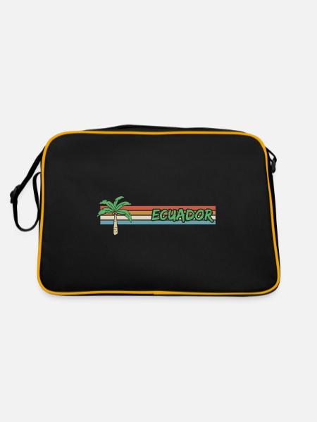 Gift for Ecuador - Retro Bag - black/gold - Back