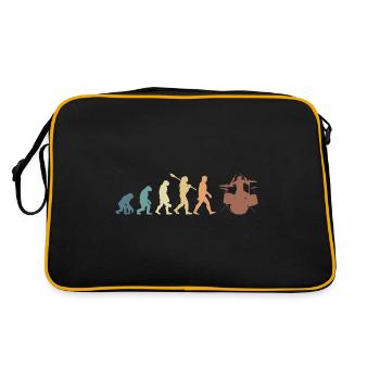 Evolution of man Drums Band Retro Vintage Drummer - Retro Tasche - Schwarz/Gold - Hinten
