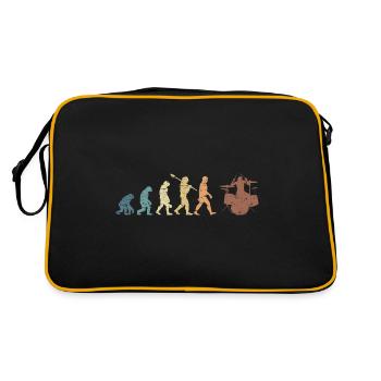 Evolution of man Drums Band Retro Vintage Drummer - Retro Tasche - Schwarz/Gold - Hinten