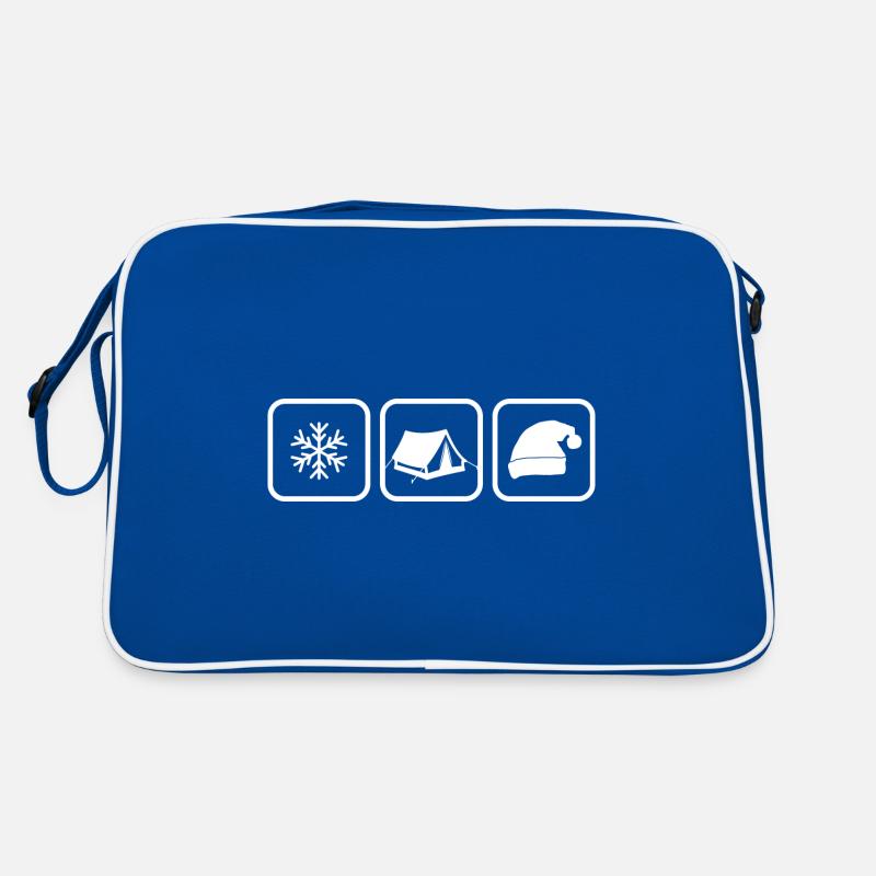 Camping d’hiver avec un chapeau de caniche Camping dans la neige Sac Retro