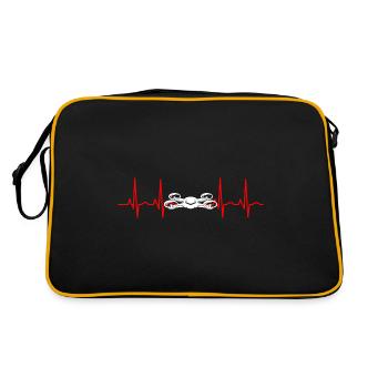 Herzschlag Drohne Drohnen - Retro Tasche - Schwarz/Gold - Hinten