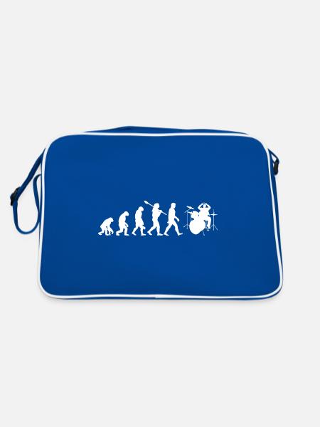 Drum Evolution - Retro Tasche - Blau/Weiß - Hinten