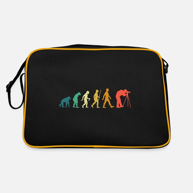 Photography Evolution, Photographer with Lens Camera Retro Bag