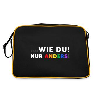 LGBT Regenbogen Mensch LGBTQ+ - Retro Tasche - Schwarz/Gold - Hinten