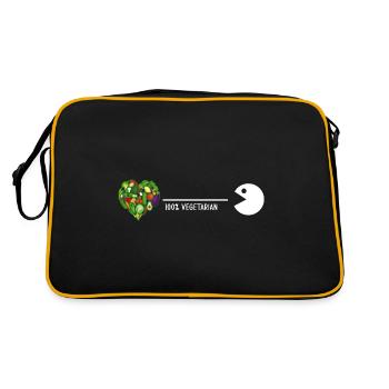 vegetarier bio vegetarisch vitamine healthy-food - Retro Tasche - Schwarz/Gold - Hinten