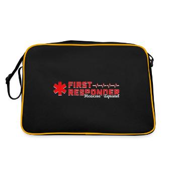 Cooles First Responder Rescue Squad Shirt - Retro Tasche - Schwarz/Gold - Hinten