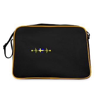 Herzschlag Skandinavien Schwede Schweden - Retro Tasche - Schwarz/Gold - Hinten