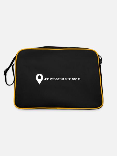 Neustadt an der Weinstraße Koordinaten - Retro Tasche - Schwarz/Gold - Hinten