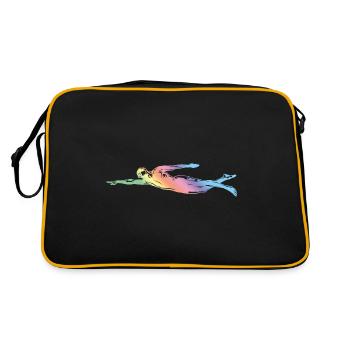Schwimmen Silhouette - Retro Tasche - Schwarz/Gold - Hinten