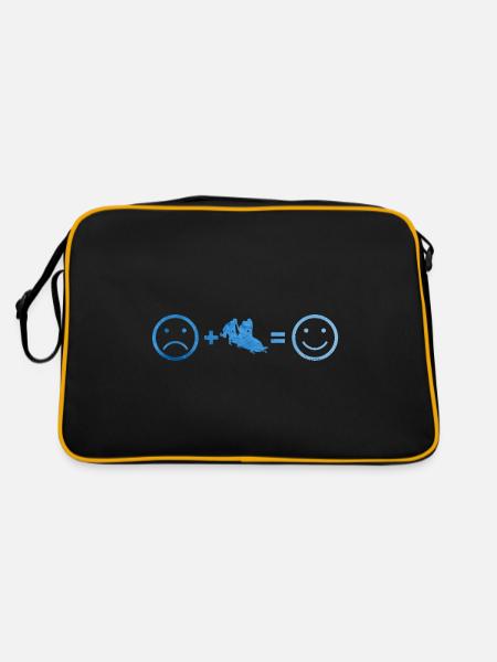 Damen Bobsport Zweierbob Herren Bob Bobbahn - Retro Tasche - Schwarz/Gold - Hinten