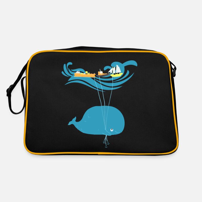 Lustiger Wal Ballon Meer Schiff Kinder Geschenk - Retro Tasche - Schwarz/Gold