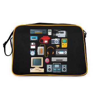 Retro 90er Jahre Geräte - Retro Tasche - Schwarz/Gold - Hinten