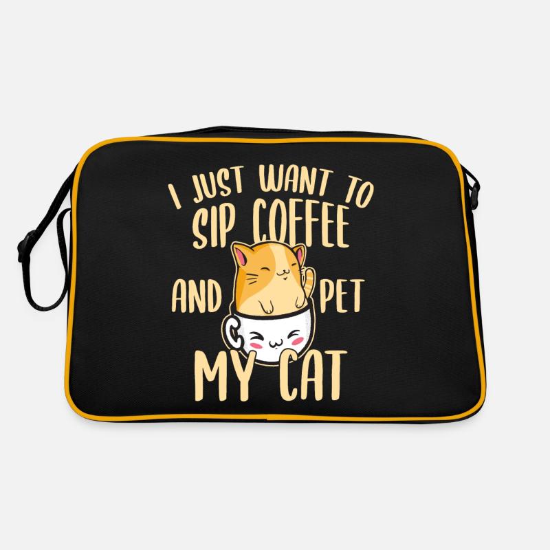 Funny coffee and cat, the caffeine lover Retro Bag