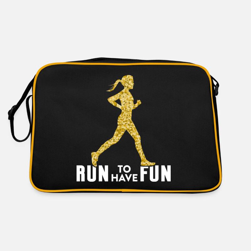 Run to have fun | gift for runner - Retro Bag - black/gold
