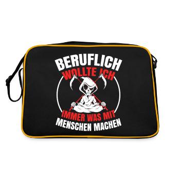 Sensenmann Comedy Tod Schnitter Knochenmann - Retro Tasche - Schwarz/Gold - Hinten