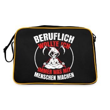 Sensenmann Comedy Lustiges Geschenk Männer Biker - Retro Tasche - Schwarz/Gold - Hinten