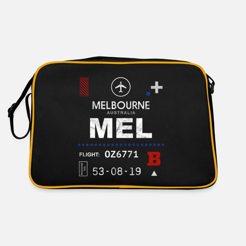 Etikett des Flughafens Melbourne Retro Tasche
