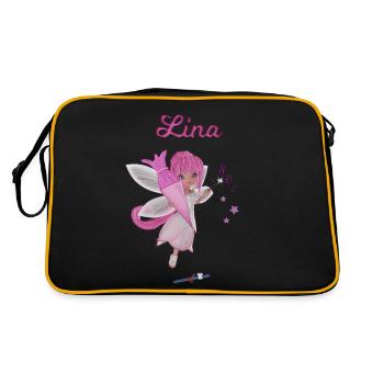 Einschulung Lina - Retro Tasche - Schwarz/Gold - Hinten
