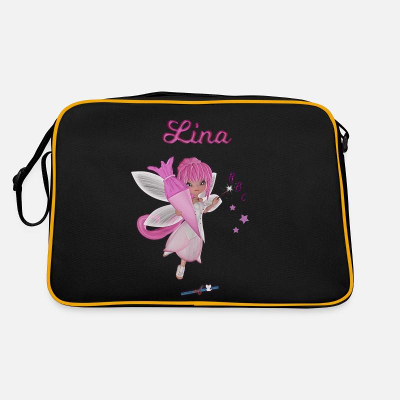 Einschulung Lina - Retro Tasche - Schwarz/Gold