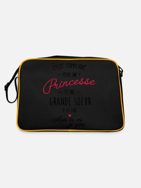 Compliqué d'être une princesse et une grande soeur - Sac Retro - noir/or