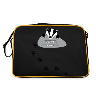 smaller frechdachs badger cheeky track animal paw - Retro Bag - black/gold - Back