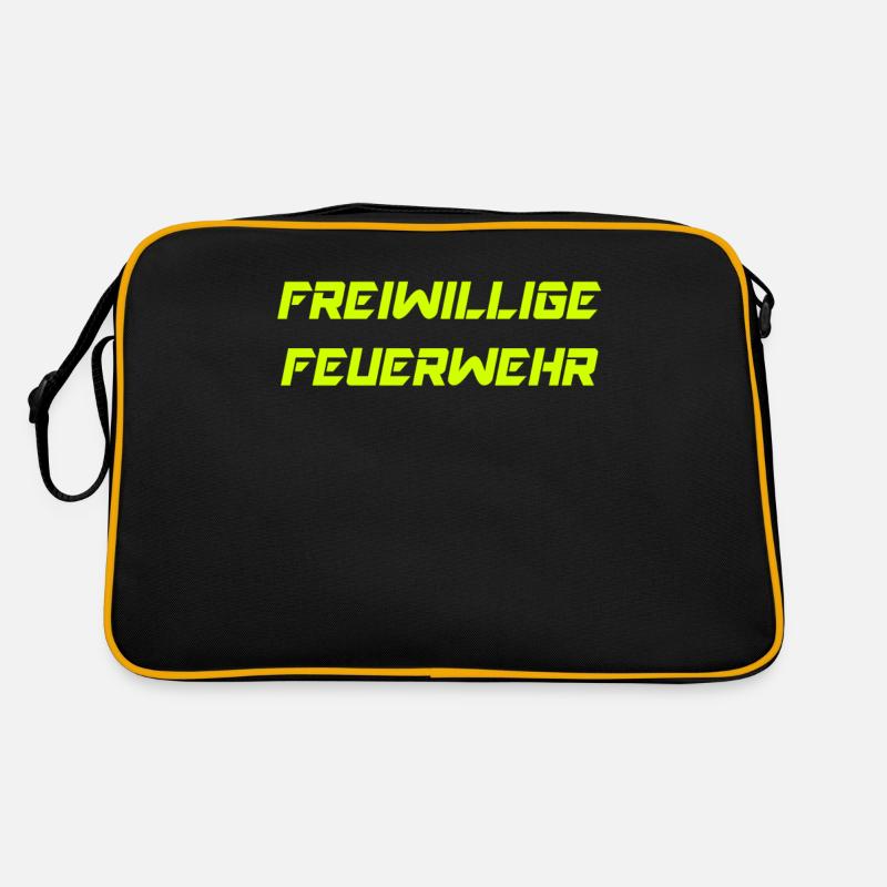 Freiwillige Feuerwehr, Einsatz - Retro Tasche - Schwarz/Gold