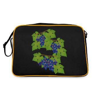 Grapes, vine, autumn, wine - Retro Bag - black/gold - Back