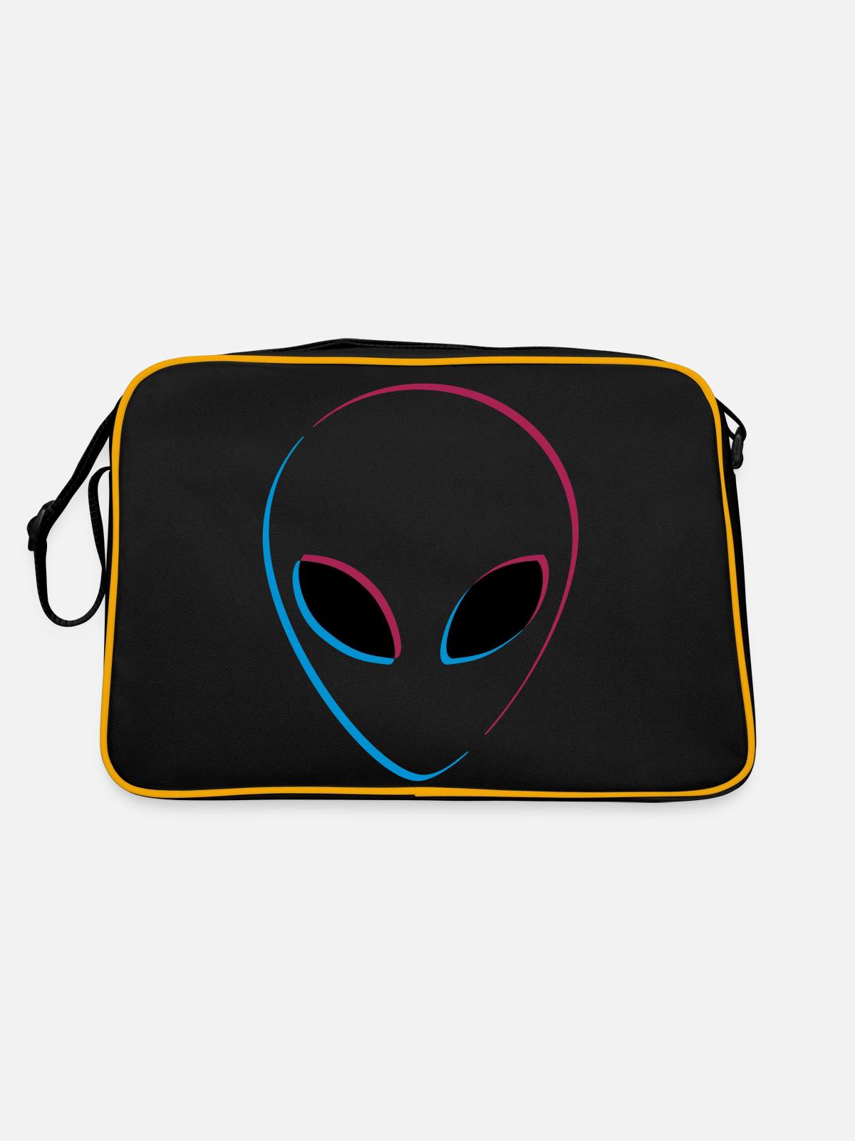 3D effect alien - Retro Bag - black/gold - Back