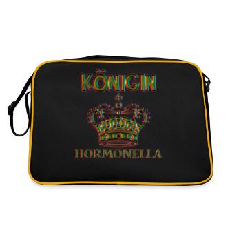 Königin Hormonella, KÖNIGIN, Hormone,Tage, Periode - Retro Tasche - Schwarz/Gold - Hinten